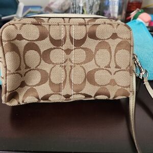 Coach Signature Brown Canvas Wristlet
